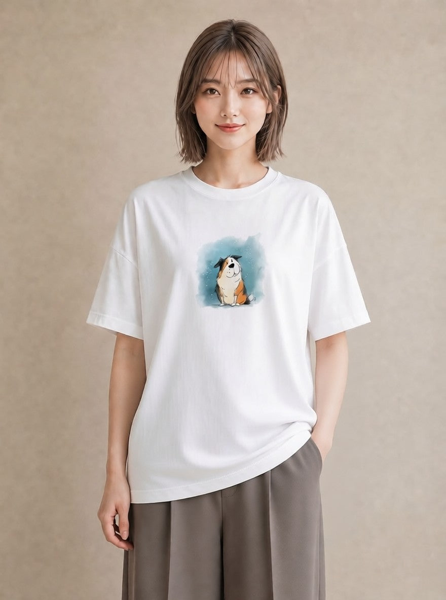 プリントTシャツ レディース 犬好き 犬 いぬ イラスト 可愛い デイリーウェア 休日 白T