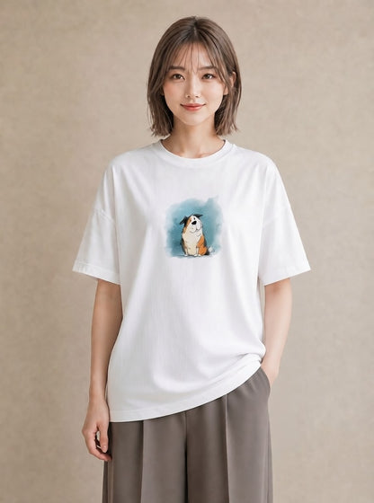 プリントTシャツ レディース 犬好き 犬 いぬ イラスト 可愛い デイリーウェア 休日 白T