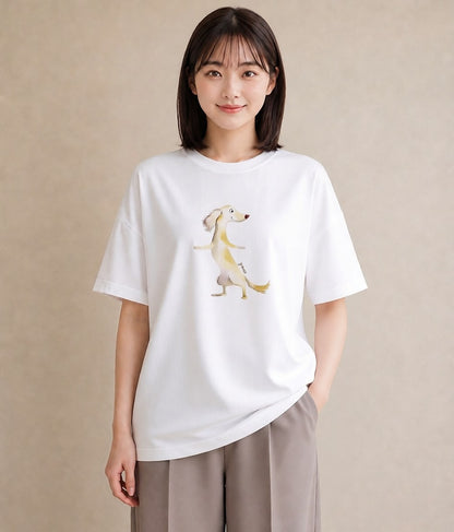 グラフィックTシャツ レディース ミニチュアダックスフンド 犬 いぬ イラスト シック 秋コーデ おしゃれギフト 白T