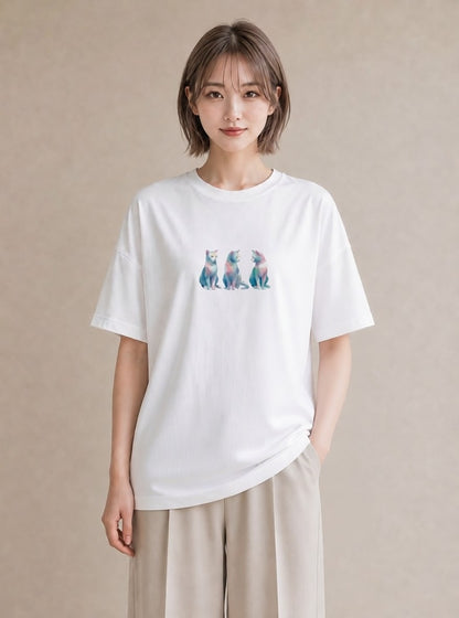 デザインTシャツ レディース スフィンクス 猫 ねこ イラスト カジュアル 海 カフェ巡り 白T
