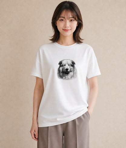 グラフィックTシャツ レディース 豆柴 犬 いぬ イラスト 北欧風 デイリーウェア 休日 白T