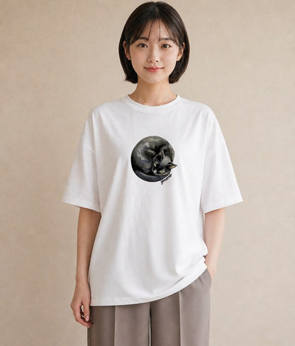 半袖Tシャツ レディース しっぽ 猫 ねこ イラスト 休日コーデ 誕生日プレゼント 綿100 白T