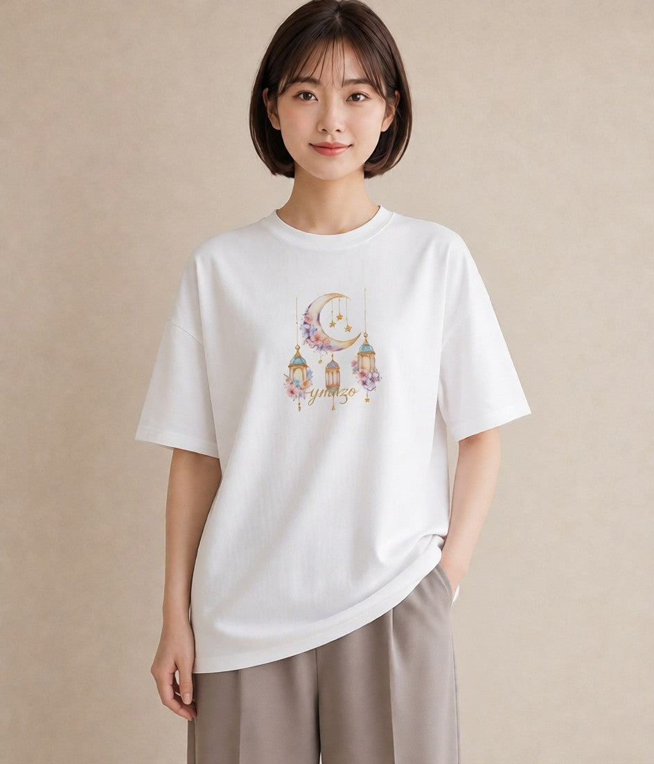 デザインTシャツ レディース 星空 宇宙 イラスト ゆるかわ レイヤード 友達ギフト 白T