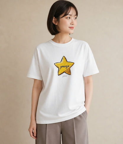 プリントTシャツ レディース 流れ星 星空 宇宙 イラスト アート風 帰省 ラフ 白T
