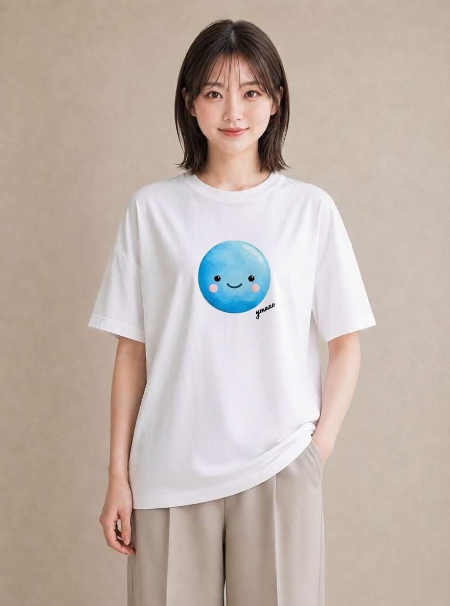 半袖Tシャツ レディース 雲 星空 宇宙 イラスト 抜け感 普段着 週末コーデ 白T