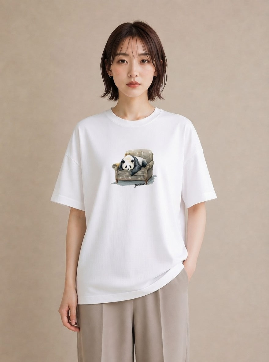 デザインTシャツ レディース パンダ 動物 アニマル イラスト お洒落 母娘コーデ 自分用 白T