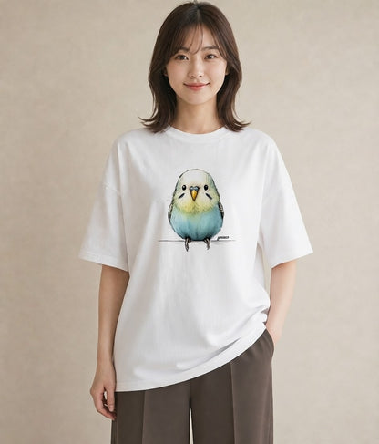 プリントTシャツ レディース 小鳥 ペット 動物 イラスト 春コーデ 姉妹 白T