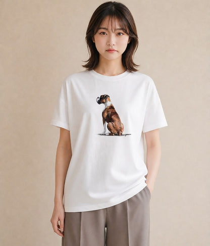 Tシャツ レディース 老犬 犬 いぬ イラスト 線画 秋コーデ おしゃれギフト 白T