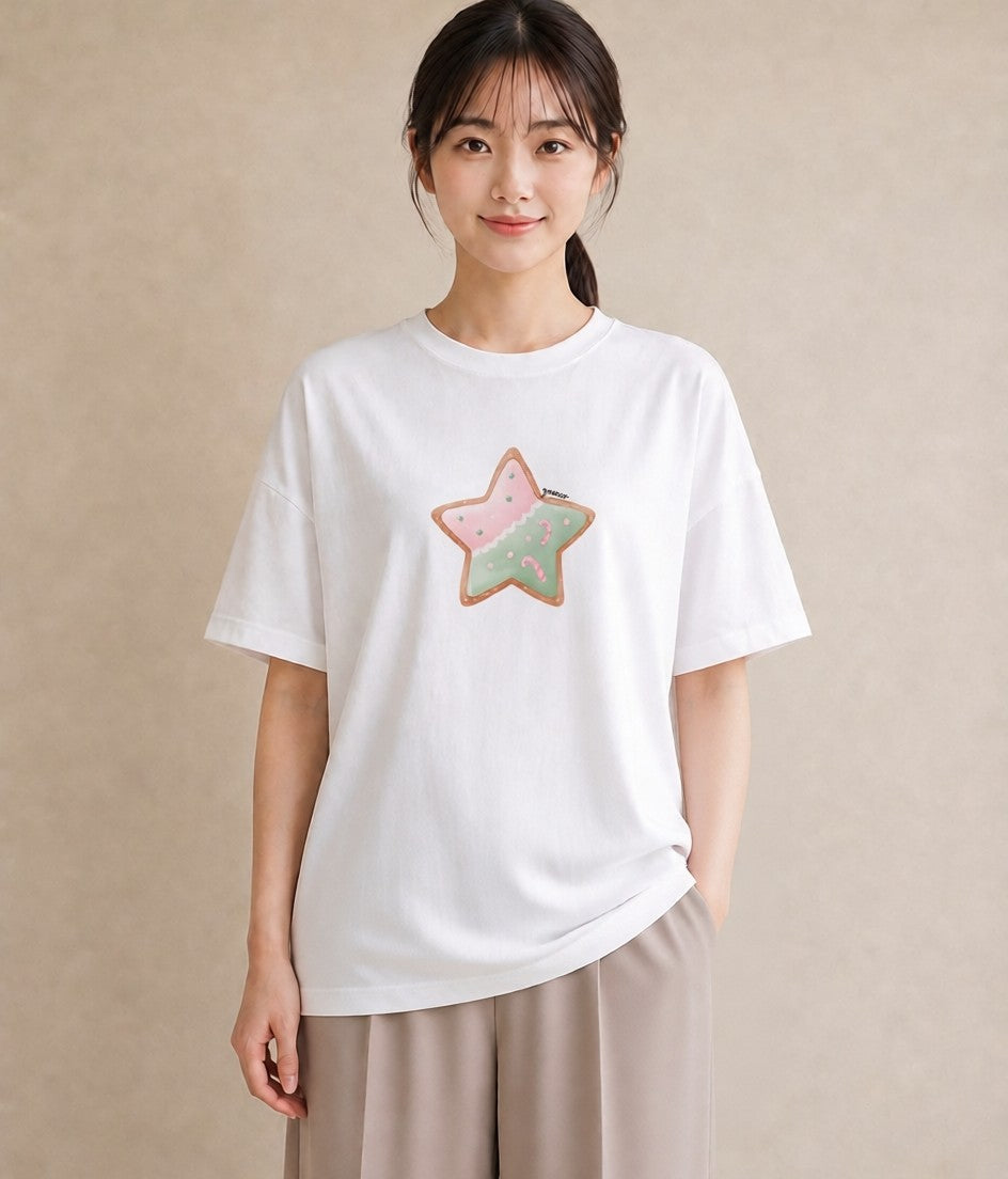 デザインTシャツ レディース 星 星空 宇宙 イラスト ガーリー 女性 旅行用 白T