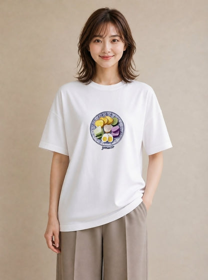 デザインTシャツ レディース だんご 食べ物 フード イラスト シンプル デイリーウェア 休日 白T