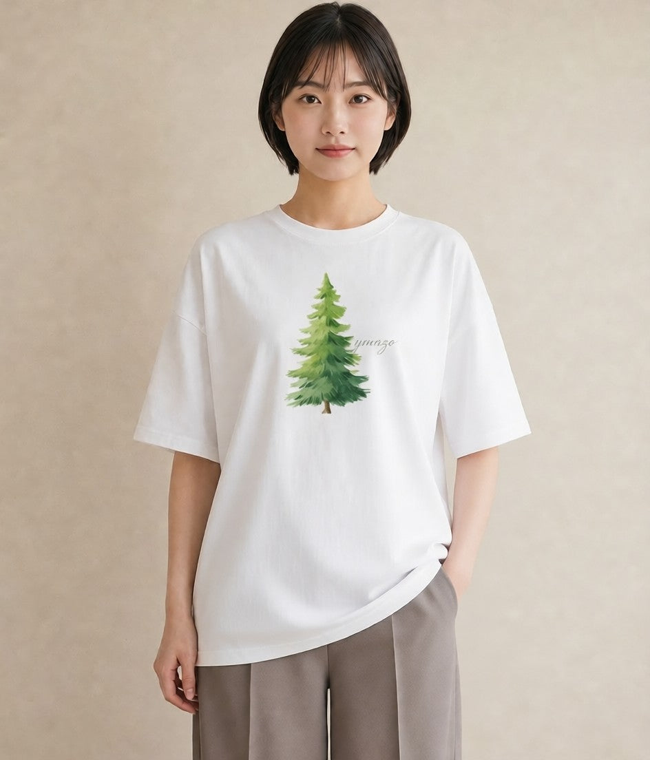 デザインTシャツ レディース 森 植物 ボタニカル イラスト 上品 週末コーデ 敬老の日 白T