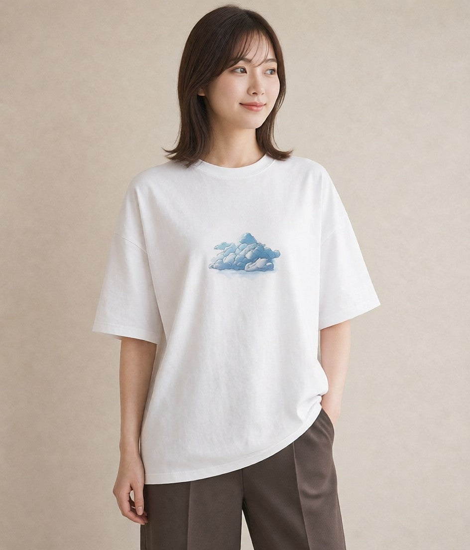 グラフィックTシャツ レディース 空 星空 宇宙 イラスト 線画 週末コーデ 敬老の日 白T