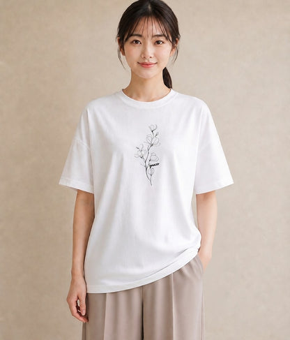 プリントTシャツ レディース さくら 桜 桜の枝 イラスト ニュアンス ラフ レイヤード 白T