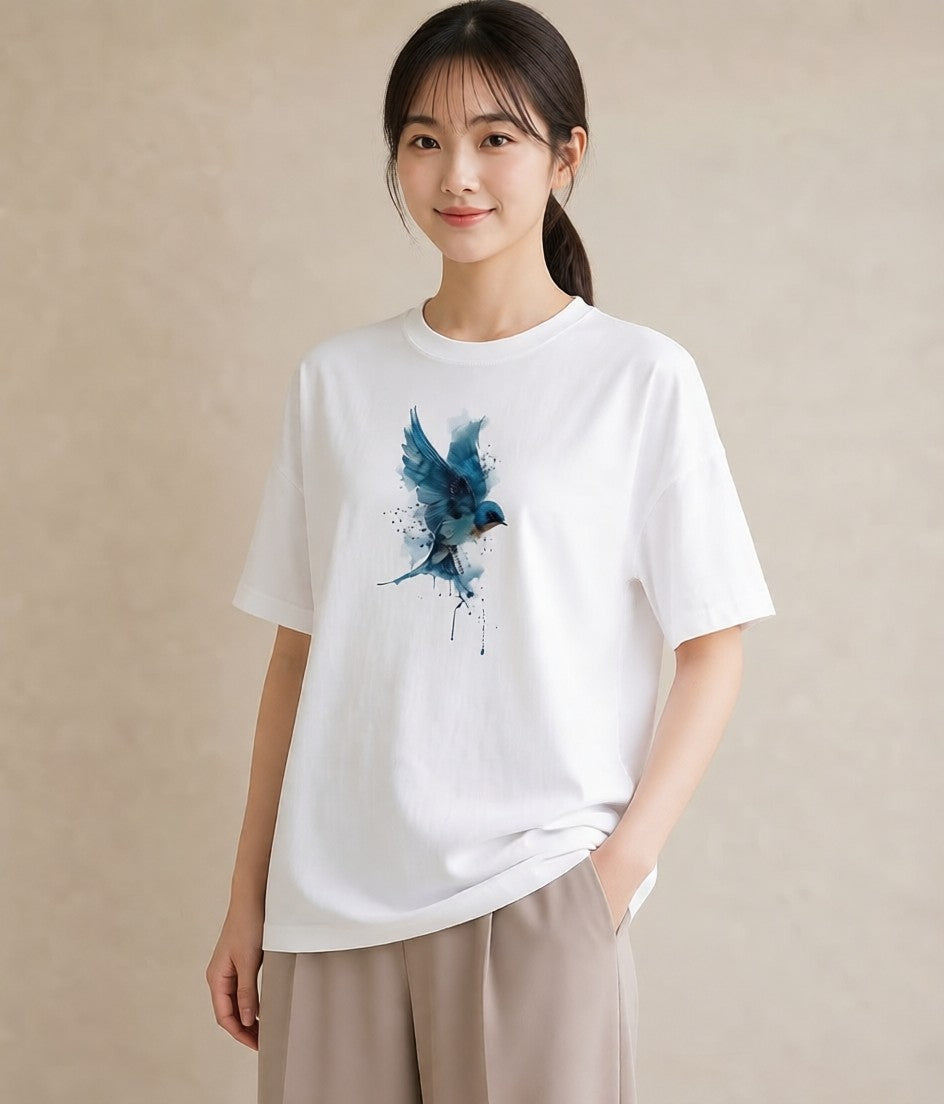 プリントTシャツ レディース セキセイインコ ペット 動物 イラスト ゆるコーデ 母娘コーデ 自分用 白T