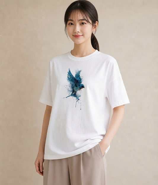 プリントTシャツ レディース セキセイインコ ペット 動物 イラスト ゆるコーデ 母娘コーデ 自分用 白T