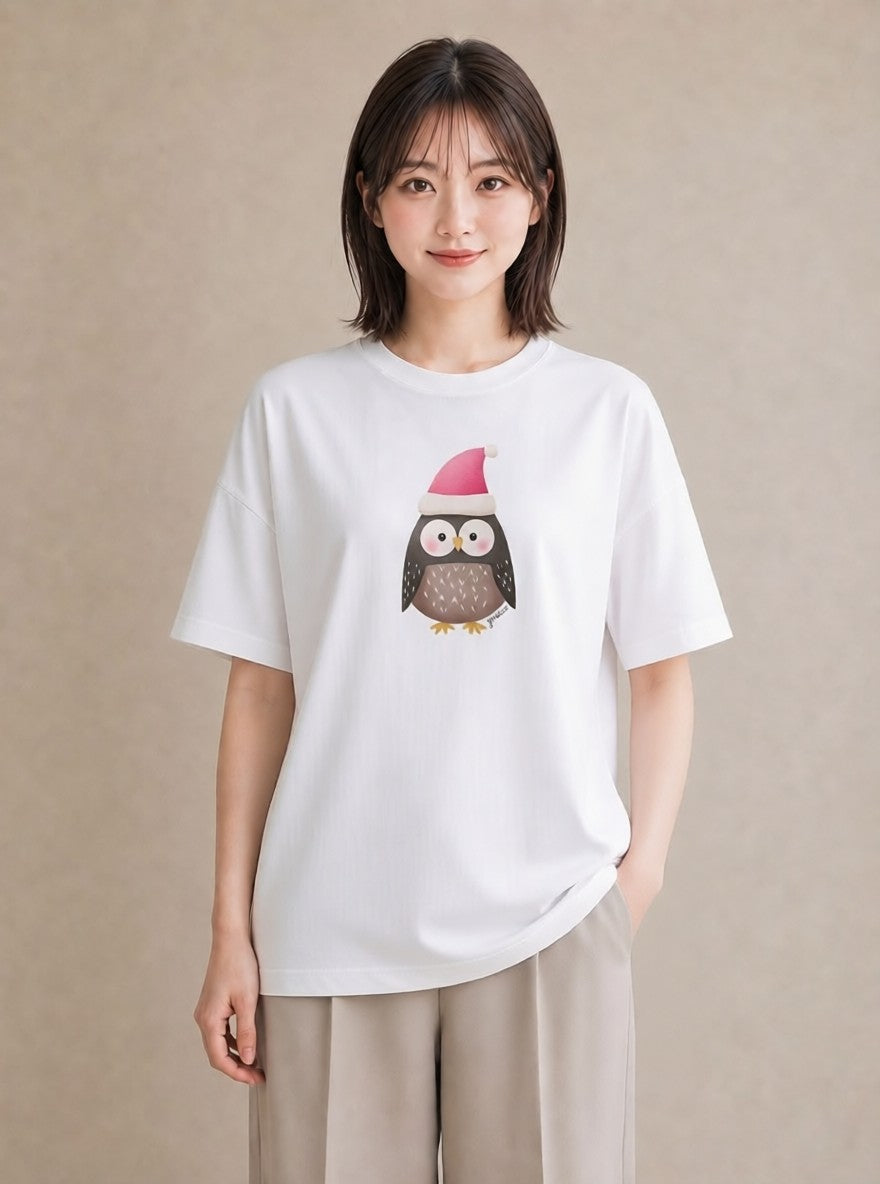 グラフィックTシャツ レディース シロフクロウ 動物 アニマル イラスト モード 夏コーデ 通学 白T
