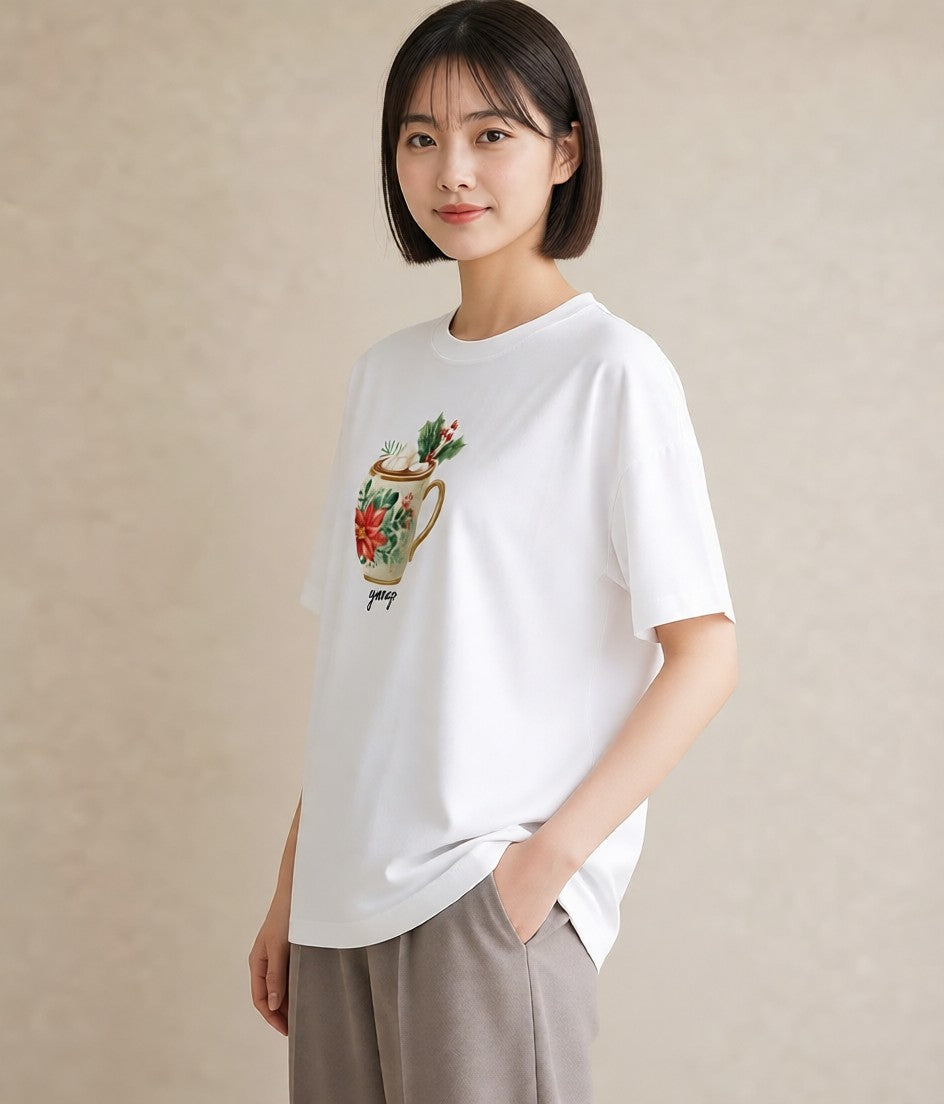 デザインTシャツ レディース エスプレッソ 食べ物 フード イラスト ポップ 自分用 ルームウェア 白T