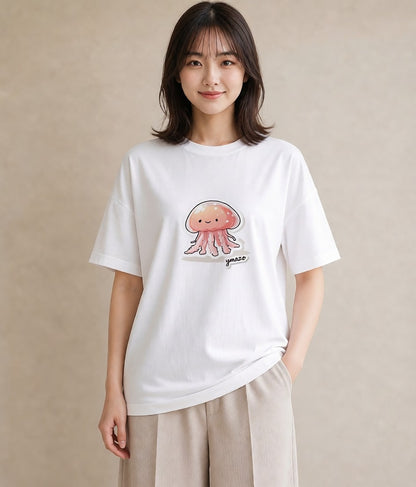 グラフィックTシャツ レディース くらげ クラゲ 海の生き物 海 イラスト ポップ ホワイトデー 春服 白T