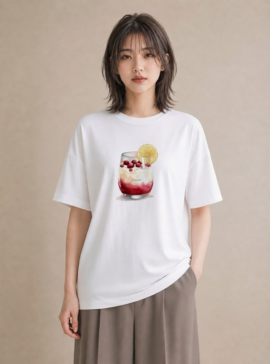プリントTシャツ レディース クリームソーダ 食べ物 フード イラスト 淡色 カジュアルコーデ 買い物 白T