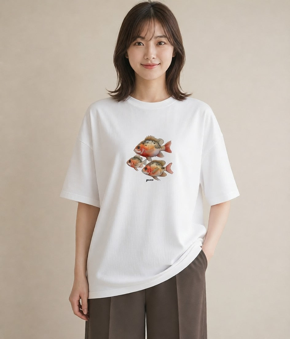 デザインTシャツ レディース 熱帯魚 ペット 動物 イラスト デイリーウェア 休日 白T