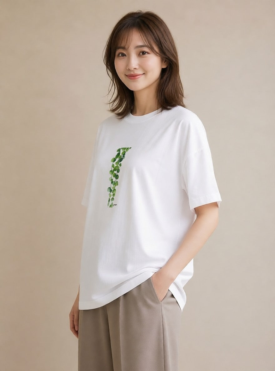 半袖Tシャツ レディース ユーカリ 植物 ボタニカル イラスト ゆるかわ 20代 カジュアルコーデ 白T