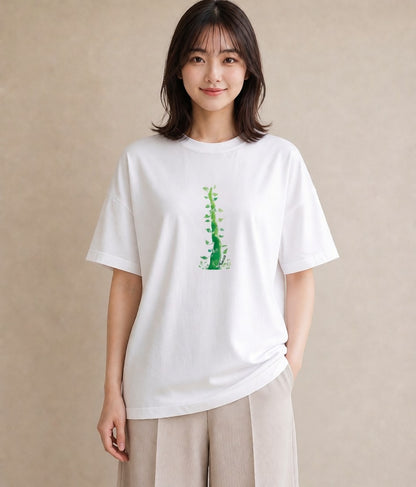 Tシャツ レディース 盆栽 植物 ボタニカル イラスト きれいめカジュアル 旅行用 海 白T