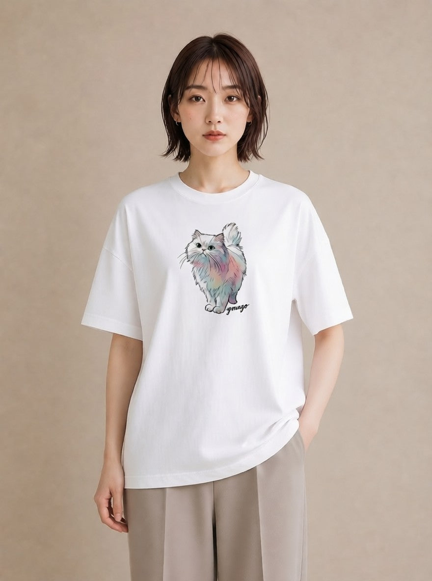 デザインTシャツ レディース ソマリ 猫 ねこ イラスト 北欧風 ギフト 母の日 白T