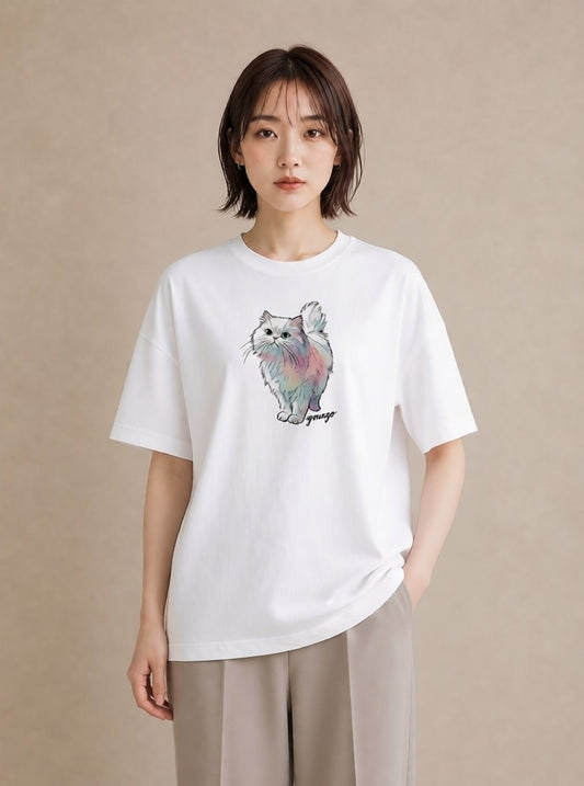 デザインTシャツ レディース ソマリ 猫 ねこ イラスト 北欧風 ギフト 母の日 白T