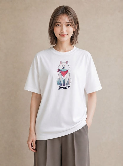 Tシャツ レディース わんこ 犬 いぬ イラスト ゆるコーデ 社会人 女性 白T