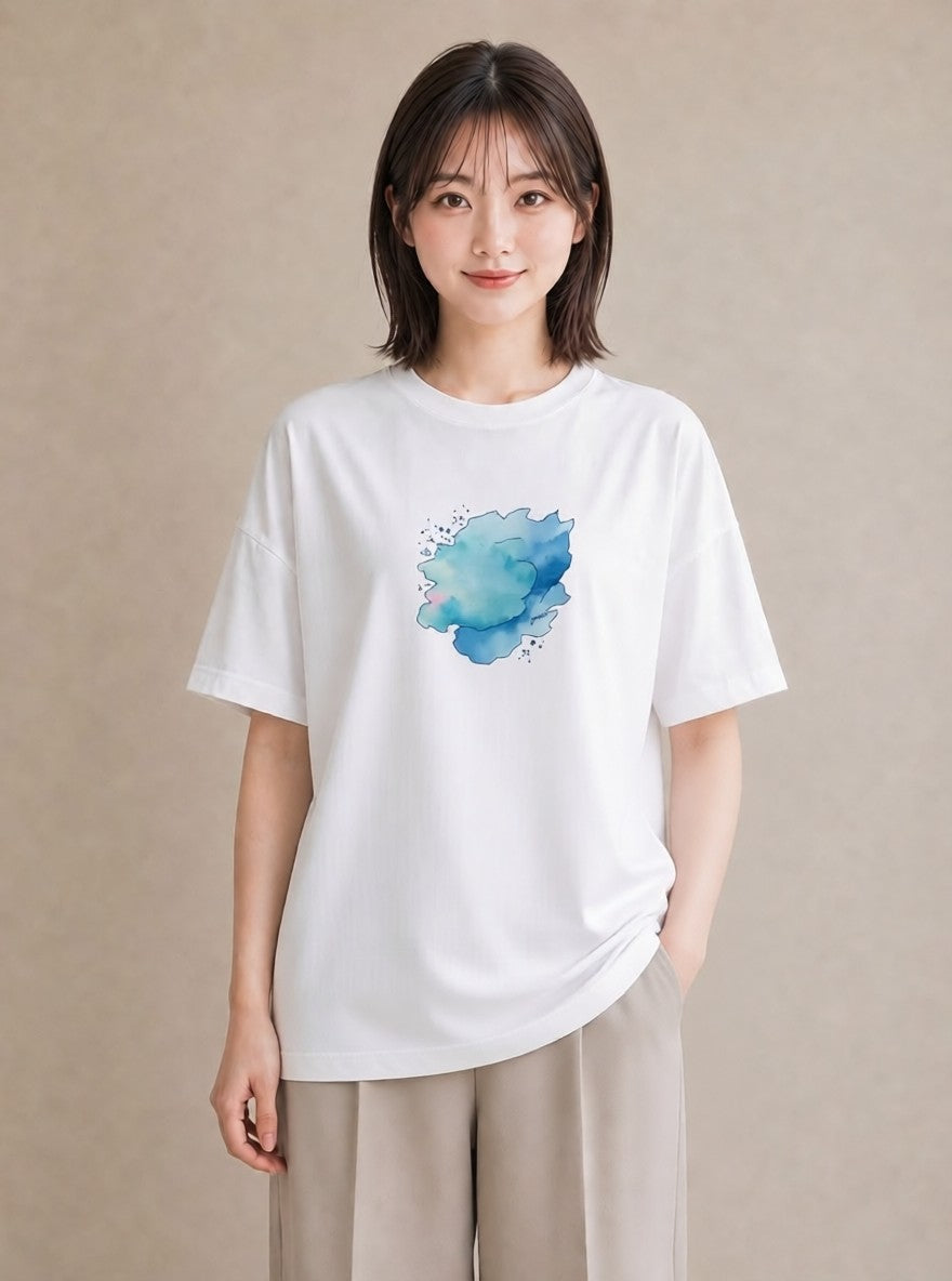 Tシャツ レディース 空 星空 宇宙 イラスト フェミニン カジュアルコーデ 買い物 白T