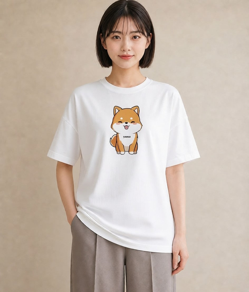デザインTシャツ レディース 柴犬 しばいぬ 犬 いぬ イラスト ボタニカル 友達ギフト 部屋着 白T