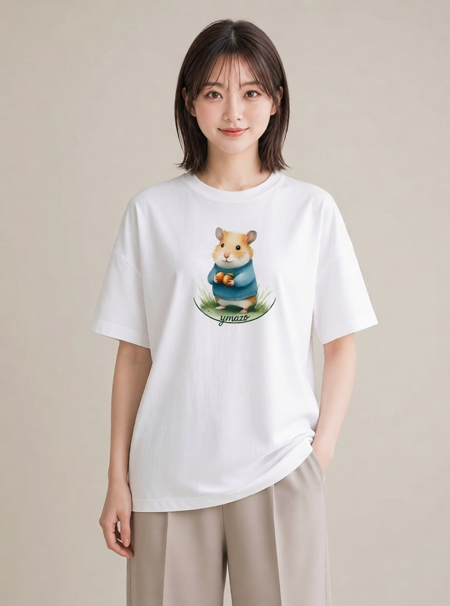 グラフィックTシャツ レディース モルモット ペット 動物 イラスト フェミニン 女子会 お揃い 白T