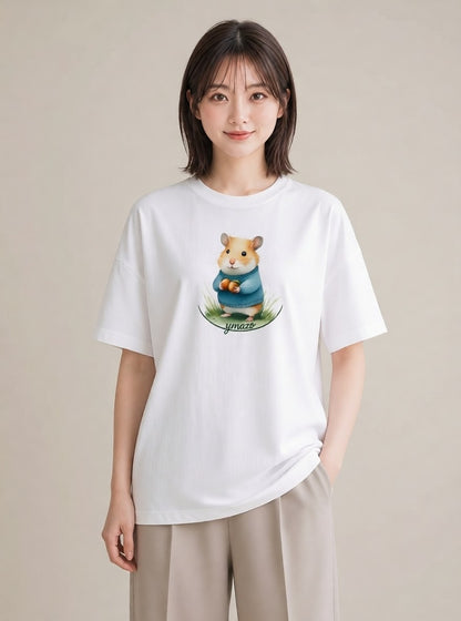 グラフィックTシャツ レディース モルモット ペット 動物 イラスト フェミニン 女子会 お揃い 白T