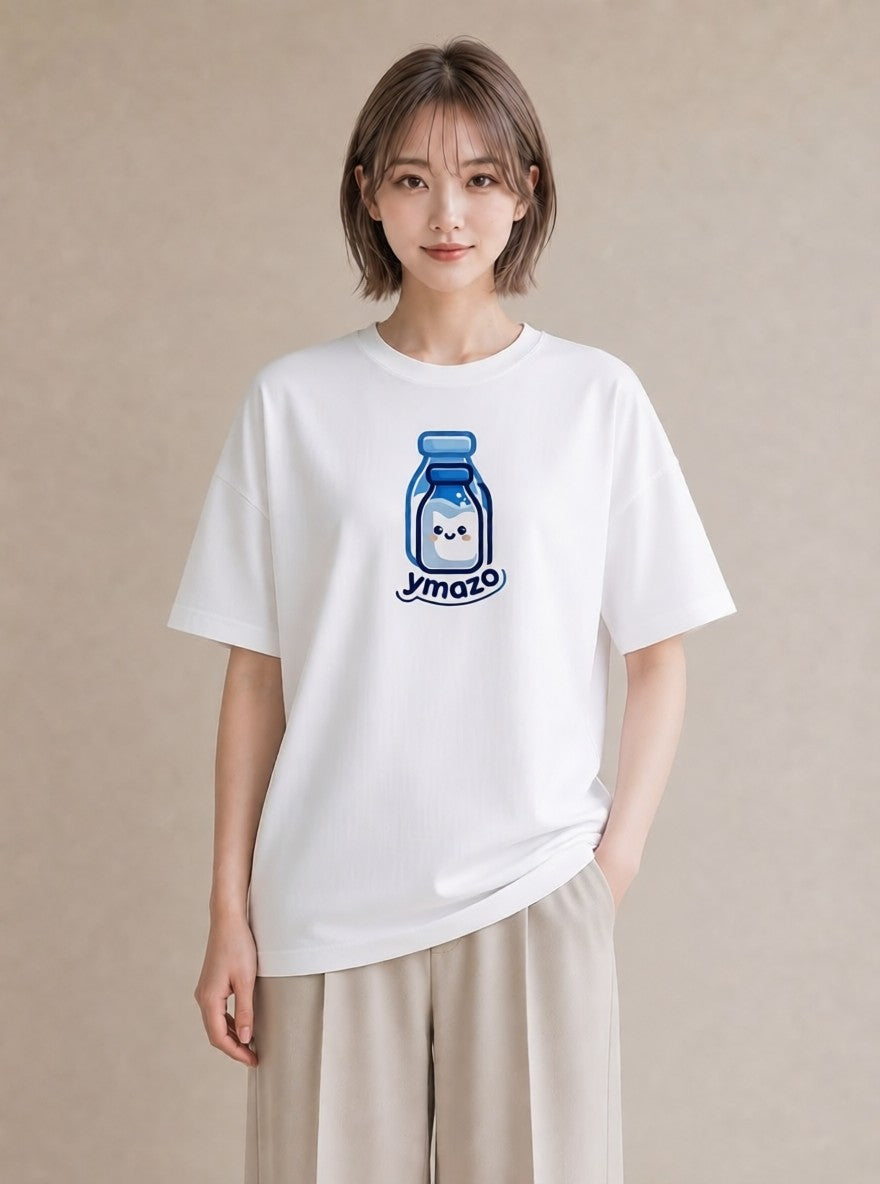 Tシャツ レディース ミルク 食べ物 フード イラスト ナチュラル ミセス 春コーデ 白T