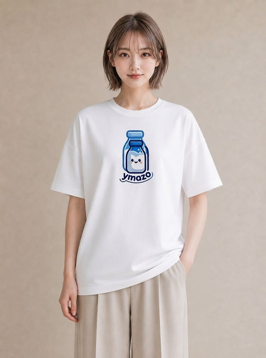 Tシャツ レディース ミルク 食べ物 フード イラスト ナチュラル ミセス 春コーデ 白T