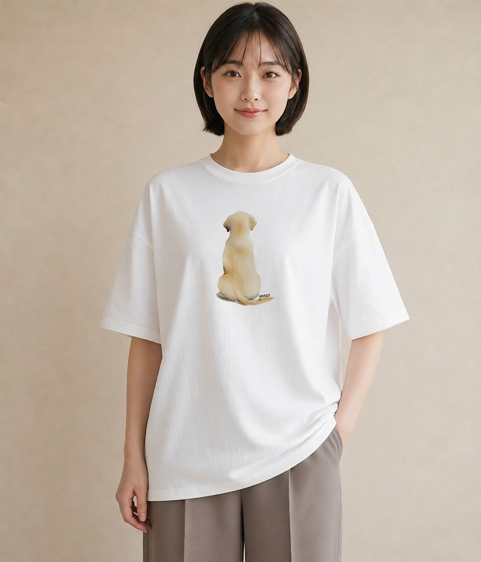 半袖Tシャツ レディース ラブラドールレトリバー 犬 いぬ イラスト 個性的 自分用 ルームウェア 白T