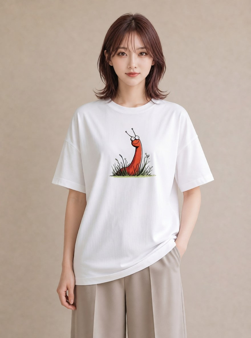 Tシャツ レディース チンアナゴ 海の生き物 海 イラスト カフェコーデ 20代 カジュアルコーデ 白T