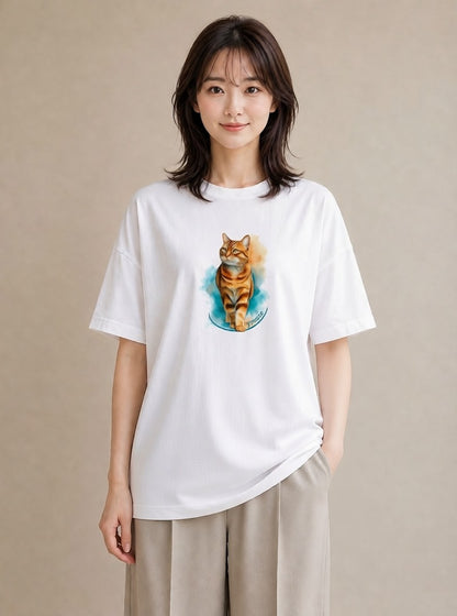 グラフィックTシャツ レディース エキゾチックショートヘア 猫 ねこ イラスト 北欧風 女子会 お揃い 白T