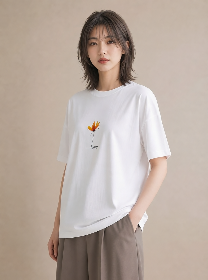 Tシャツ レディース ミモザ 花 花柄 イラスト 抜け感 母娘コーデ 自分用 白T