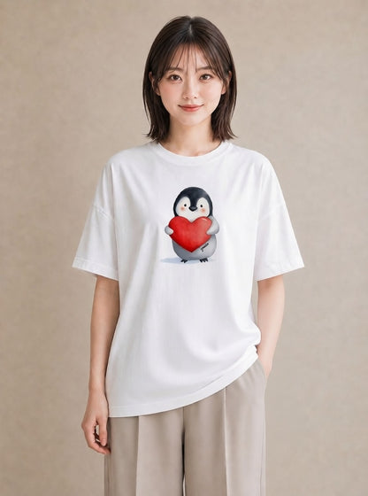 半袖Tシャツ レディース コウテイペンギン 動物 アニマル イラスト ニュアンス ギフト 母の日 白T