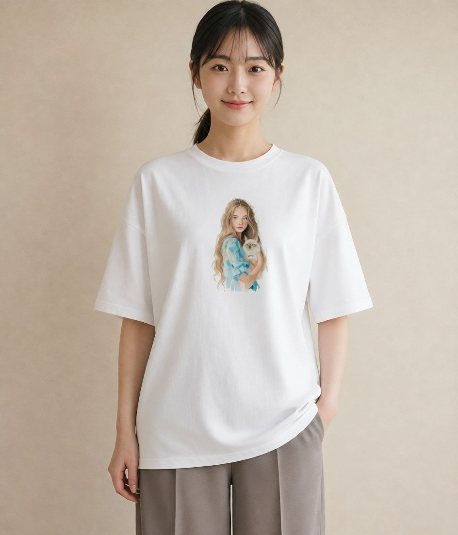 半袖Tシャツ レディース ラグドール 猫 ねこ イラスト カジュアル 女子会 お揃い 白T