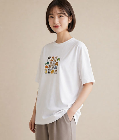 プリントTシャツ レディース パグ 犬 いぬ イラスト ヴィンテージ風 ギフト 母の日 白T