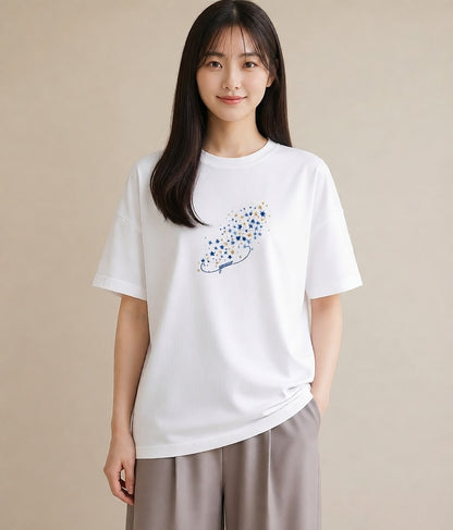 半袖Tシャツ レディース 獅子座 星空 宇宙 イラスト アート風 ホワイトデー 春服 白T