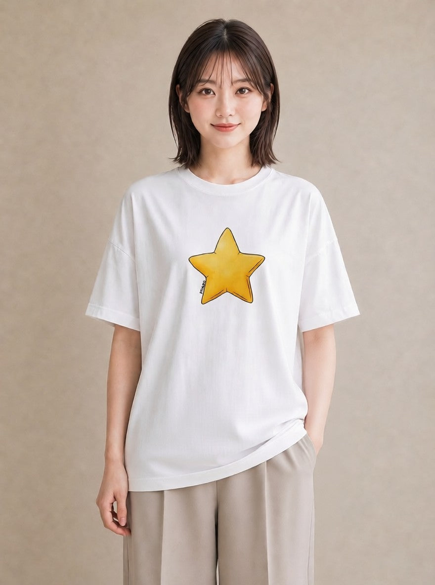 プリントTシャツ レディース 星 星空 宇宙 イラスト アート風 春コーデ 姉妹 白T