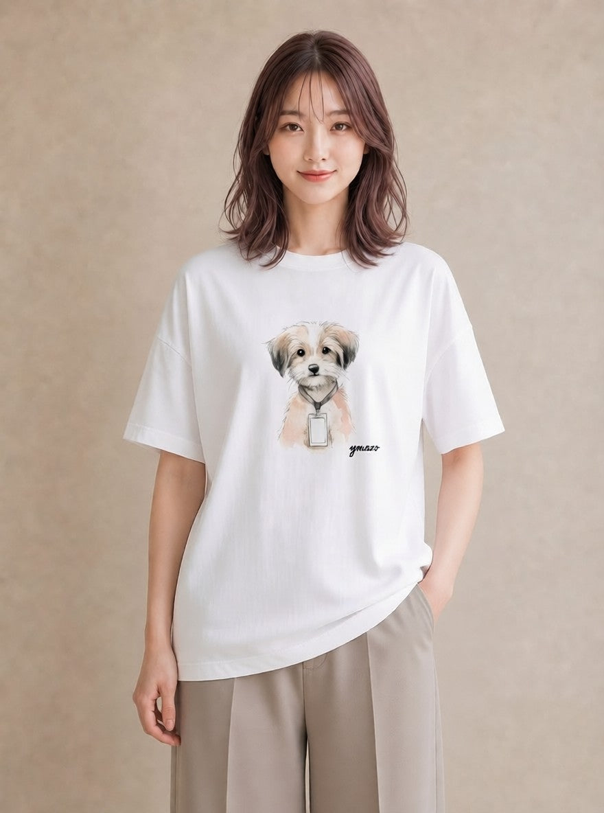 プリントTシャツ レディース 愛犬 犬 いぬ イラスト 敬老の日 ホワイトデー 白T