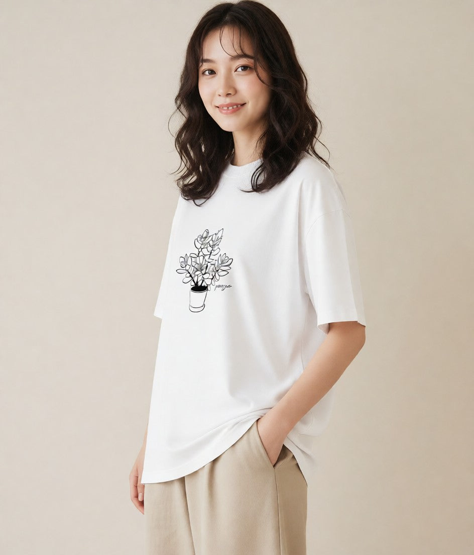 グラフィックTシャツ レディース 夕暮れ バルコニー 夕焼け ナチュラル アンティーク イラスト ゆるコーデ 女子会 お揃い 白T