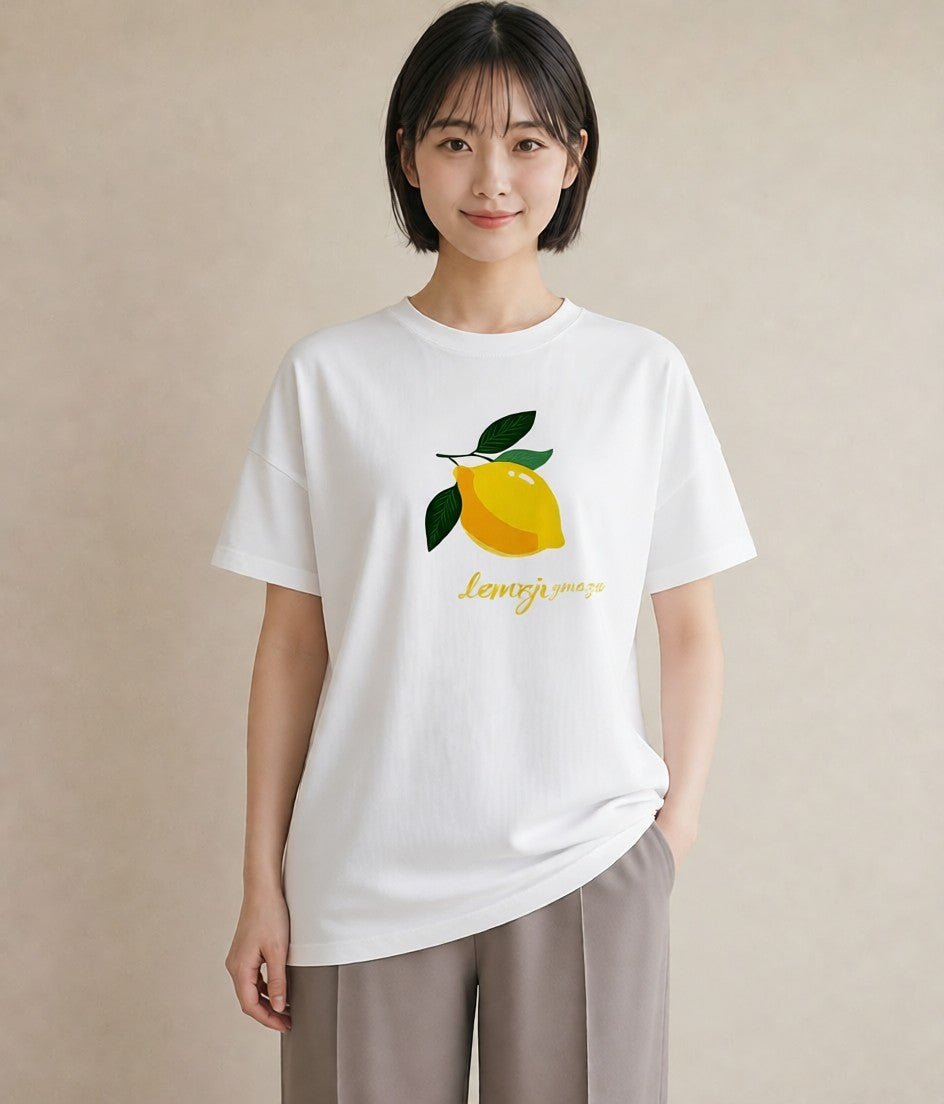 Tシャツ レディース レモン 檸檬 食べ物 フード イラスト シンプル お出かけ 普段着 白T