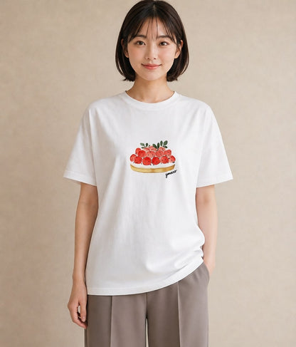 グラフィックTシャツ レディース プリン 食べ物 フード イラスト シンプル 誕生日プレゼント 綿100 白T