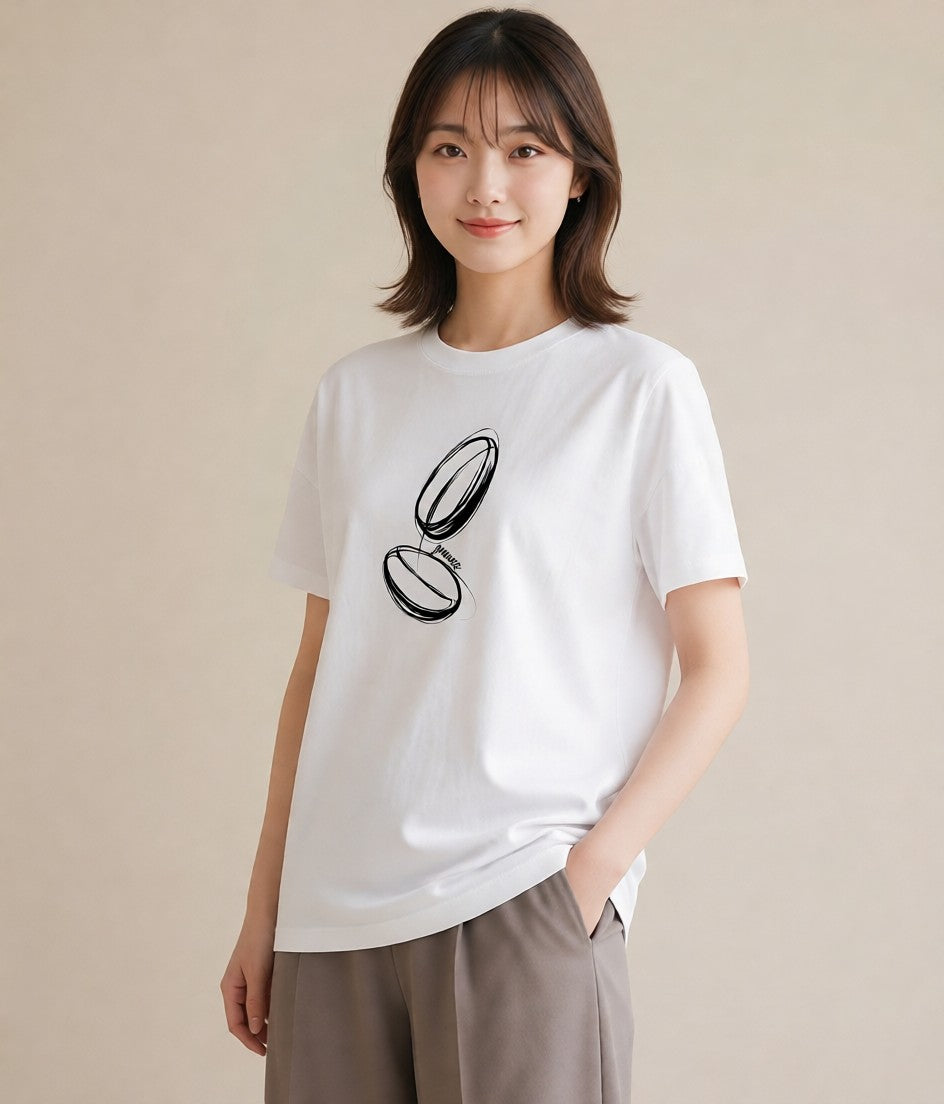 プリントTシャツ レディース コーヒー 珈琲 カフェ 食べ物 フード イラスト 抜け感 海 カフェ巡り 白T