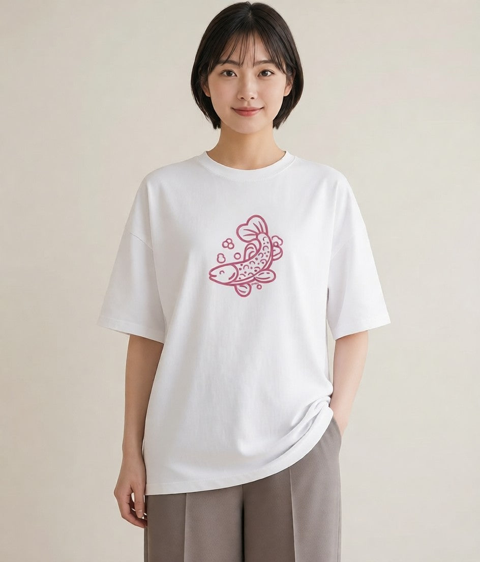 半袖Tシャツ レディース たい焼き 食べ物 フード イラスト ナチュラル カフェ服 クリスマス 白T